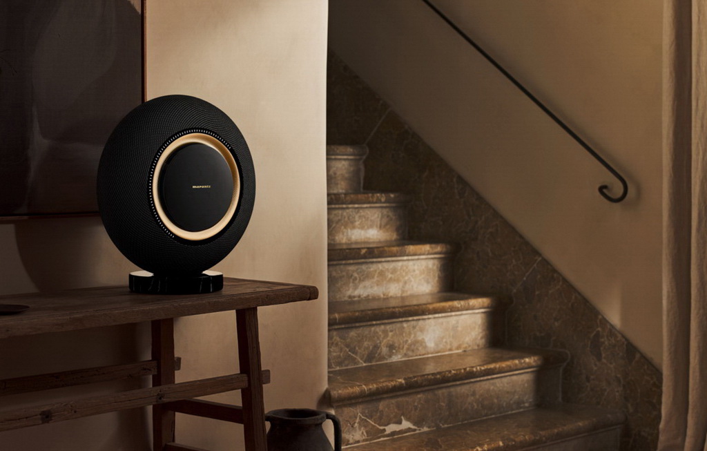 marantz-grand-horizon-speaker-speaker-on-a-table-near-stairs.jpg